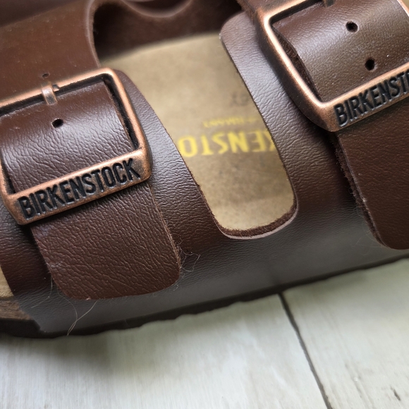 Birkenstock Brown Leather Footbed Sandals - Picture 6 of 8